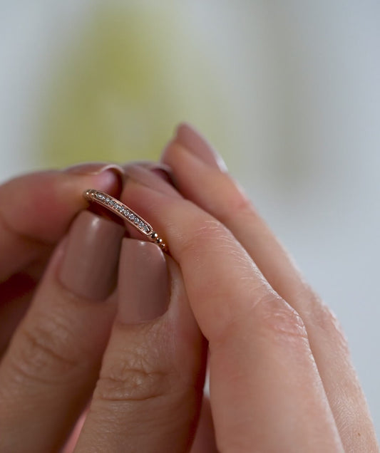 Half Eternity Diamond Band with Beaded
