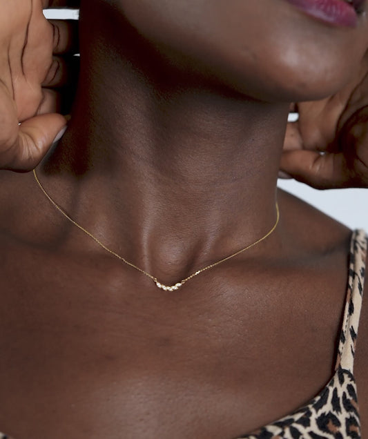 14K Gold Trendy Floral Necklace