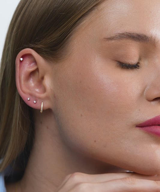Diamond Huggie Hoop Earrings