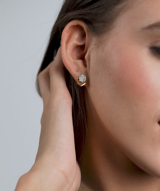 Diamond Cluster Hexagon Design Earrings