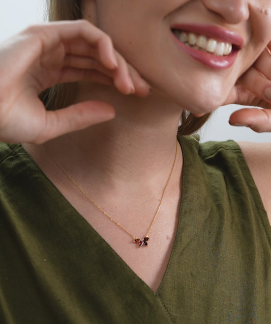 Vibrant Red Gemstone Cluster Necklace
