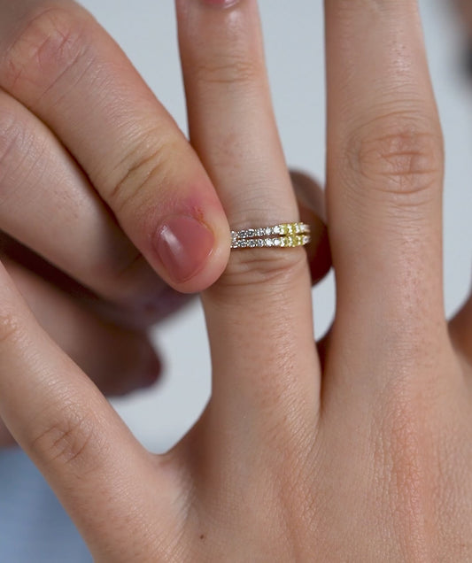 Yellow and White Dual Diamond Ring