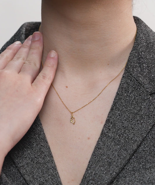 Delicate Green Emerald Leaf Necklace