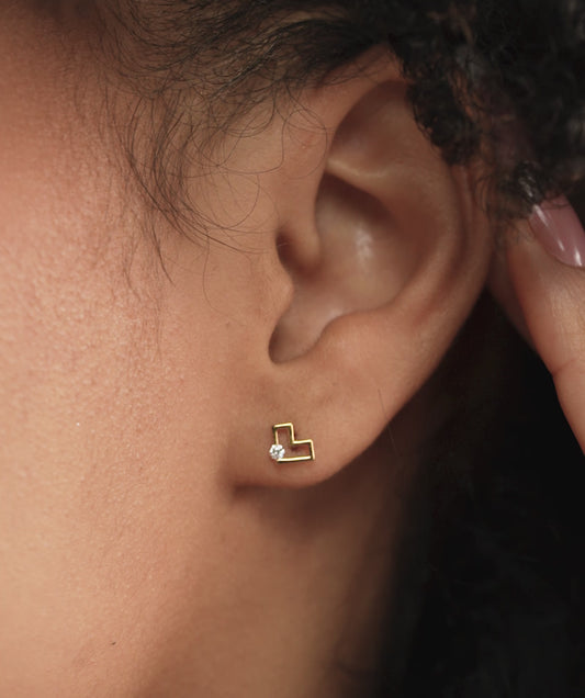 Modern Heart Stud Earrings
