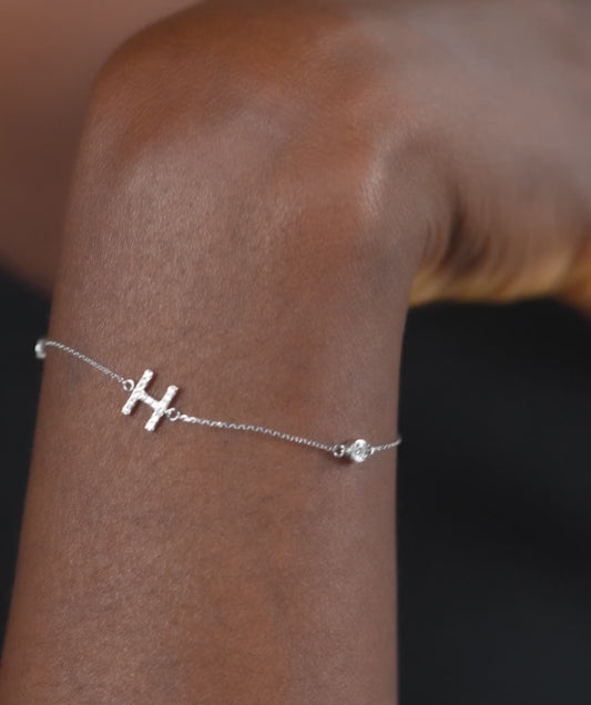 Fancy 'H' Diamond Charm Bracelet