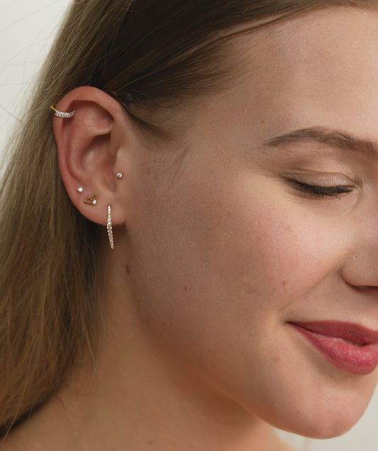 Geometric Zigzag Diamond Hoops