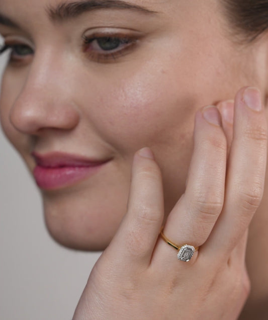 Timeless Edge 14K Gold Emerald-Cut Halo Ring