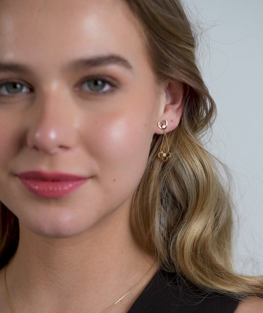 Heart & Flower Drop Earrings