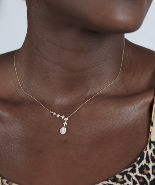 Gilded Leaf Diamond Pendant