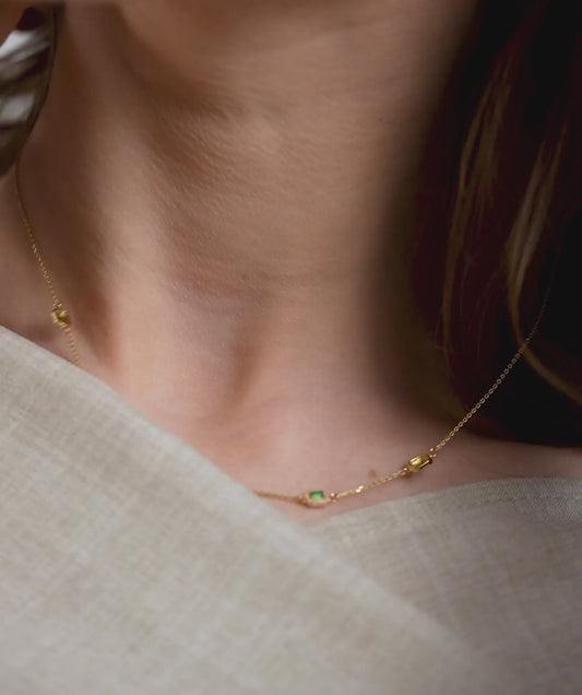 Emerald Halo Station Necklace