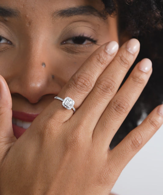 Princess Halo Diamond Engagement Ring
