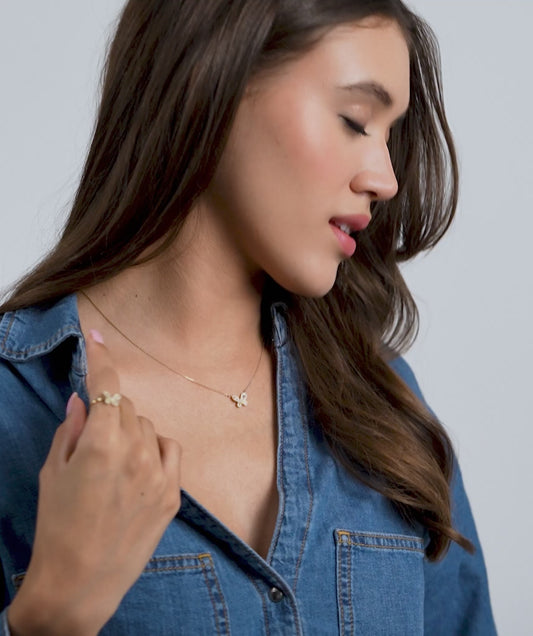 14K Gold Butterfly Diamond Pendant