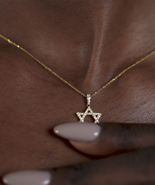 14K Gold Star of David Pendant