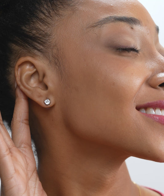 Modern Emerald Diamond Studs