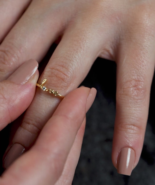 Love Script Diamond Ring