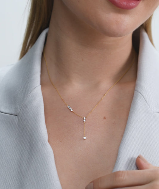 Dainty Y-Drop Diamond Necklace