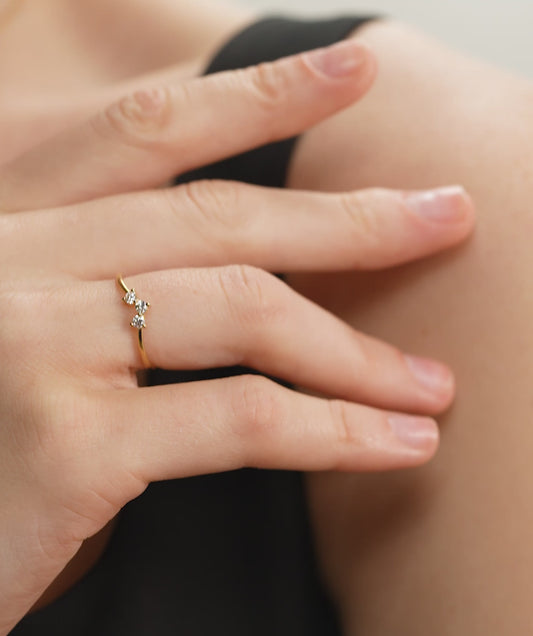 Three-Stone Diamond Chevron Ring