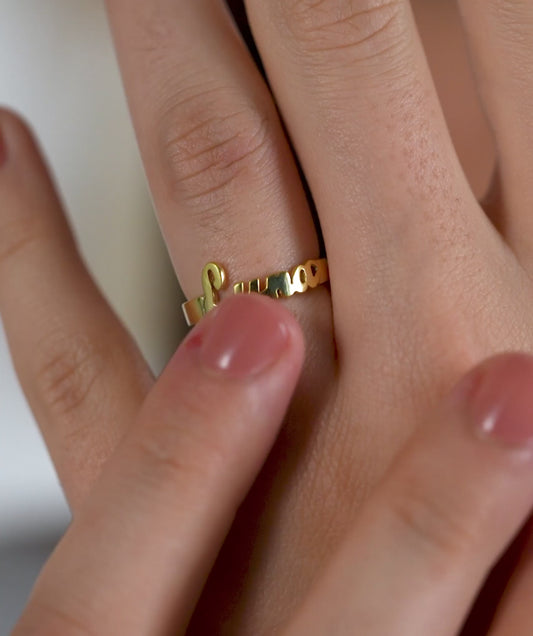 14K Rose Gold "Luna" Name Ring