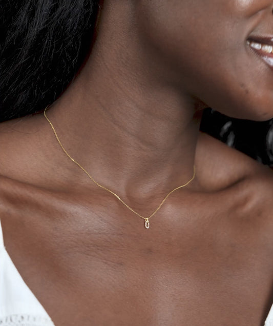 Minimalist Diamond Detail Tag Necklace