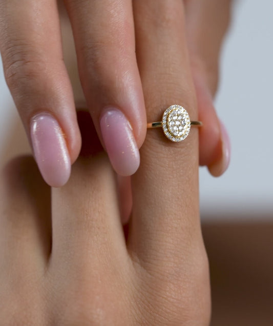 Oval Cluster Diamond Engagement Ring