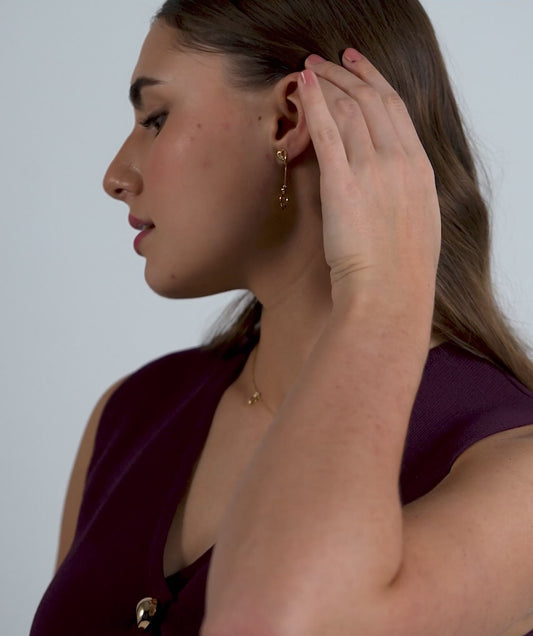 Double Heart Drop Earrings