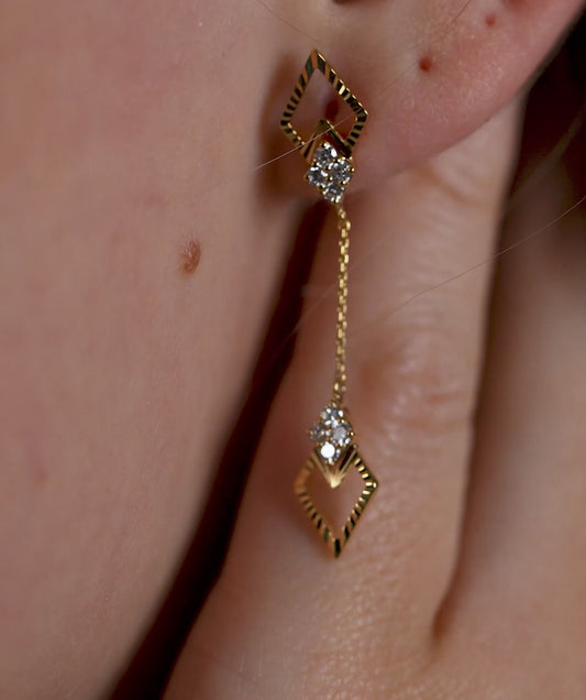 Geometric Diamond Drop Earrings