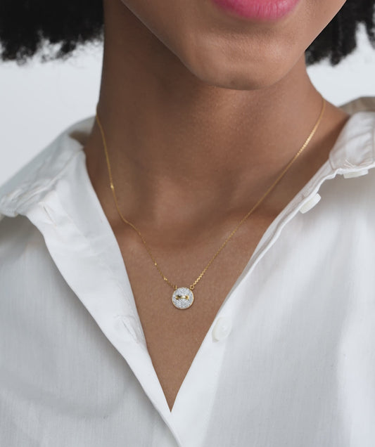 Luxe Pave Diamond Disc Necklace