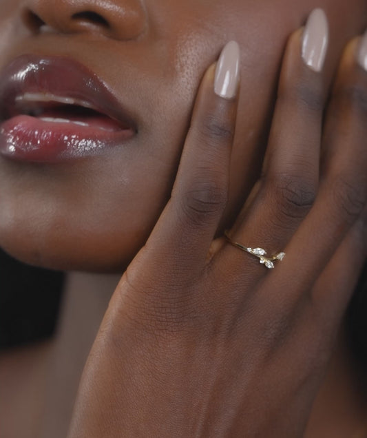 Leaf-Inspired Pear Diamond Ring