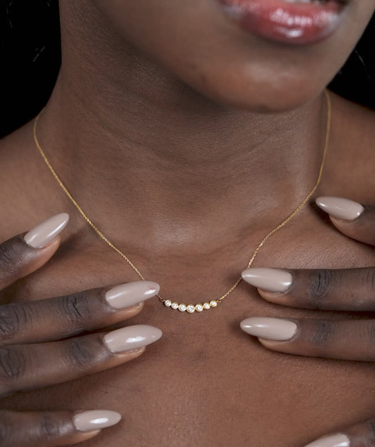 Classic Bezel Diamond Line Necklace