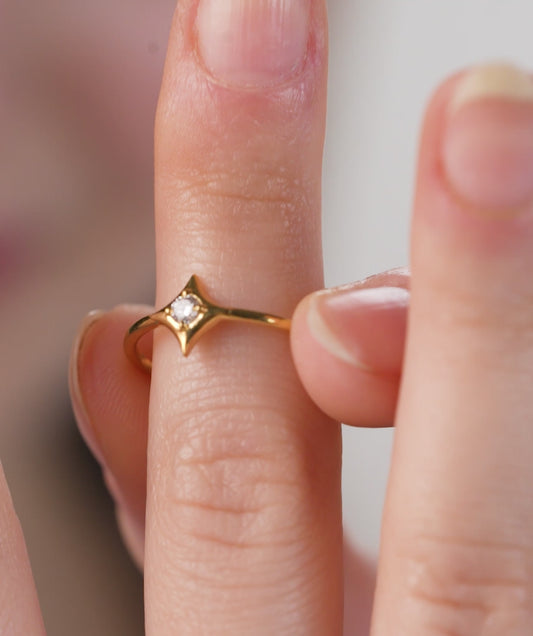 14K Solid Gold Geometric Ring