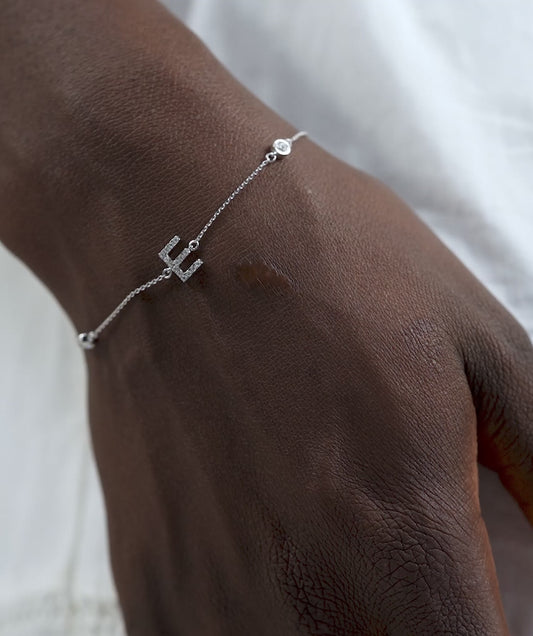 Personalized E Diamond Accent Bracelet