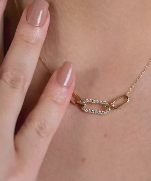 Diamond Paperclip Link Jewelry Set