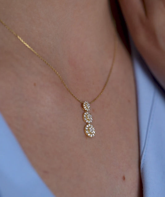 14K Triple Glamour Circle Necklace