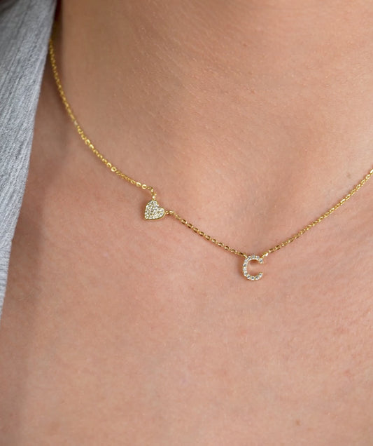 Heart and Crescent Diamond Necklace