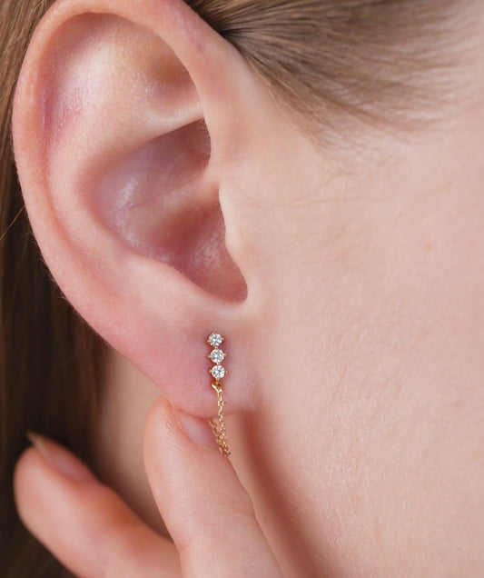 Diamond Chain Link Stud Earrings
