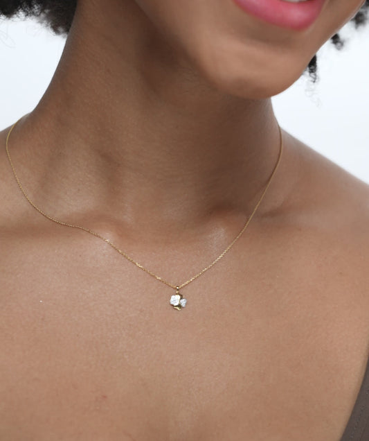 Elegant Clover Necklace in Gold & Diamonds