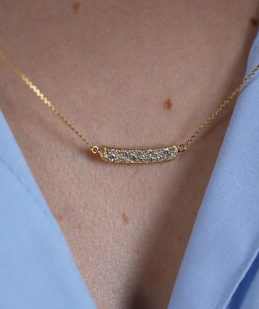 14K Gold Diamond Bar Necklace