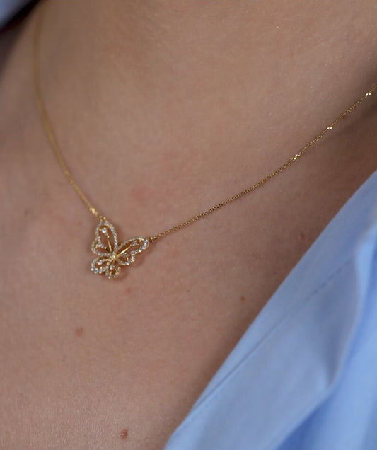 Butterfly 14K Gold Pendant Necklace