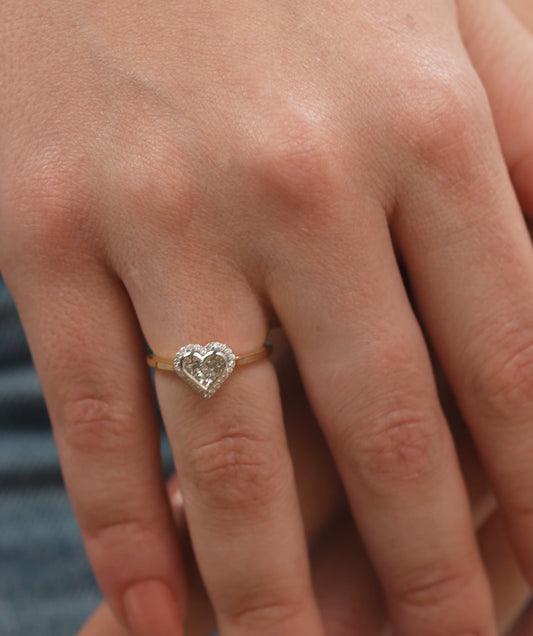 Timeless Affection Heart-Cut Diamond Halo Ring