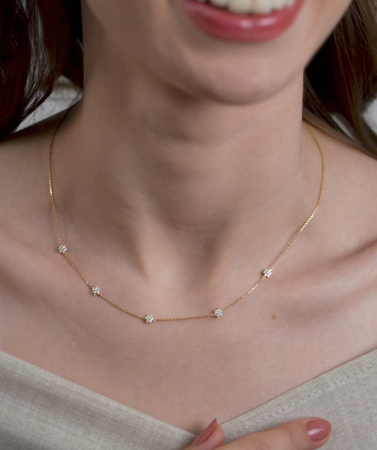 Starry Diamond Cluster Necklace