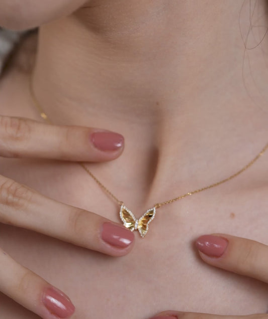 Gleaming Butterfly Charm Necklace