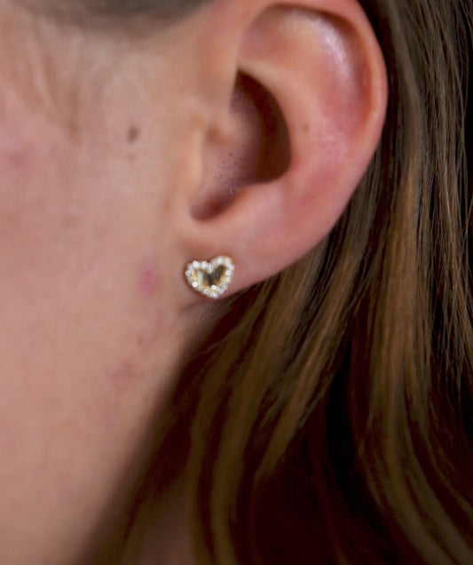 14K Gold Heartbeat Diamond Earrings