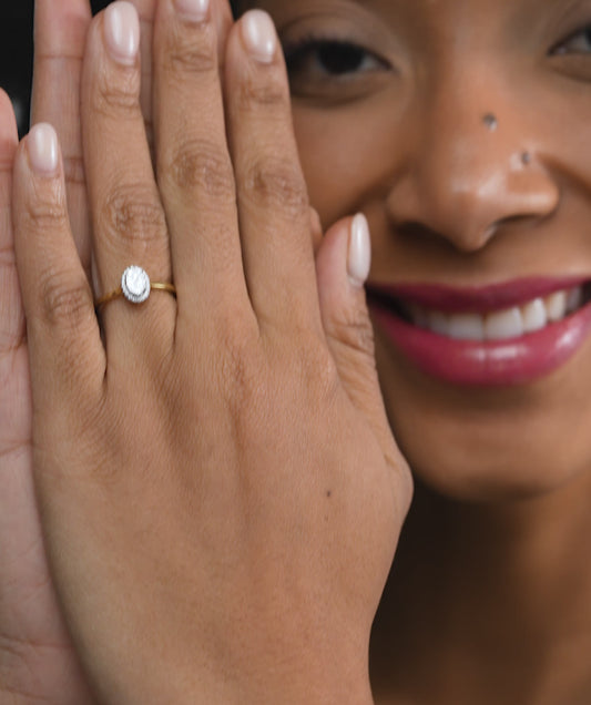 Classic Spark 14K Gold Halo Ring