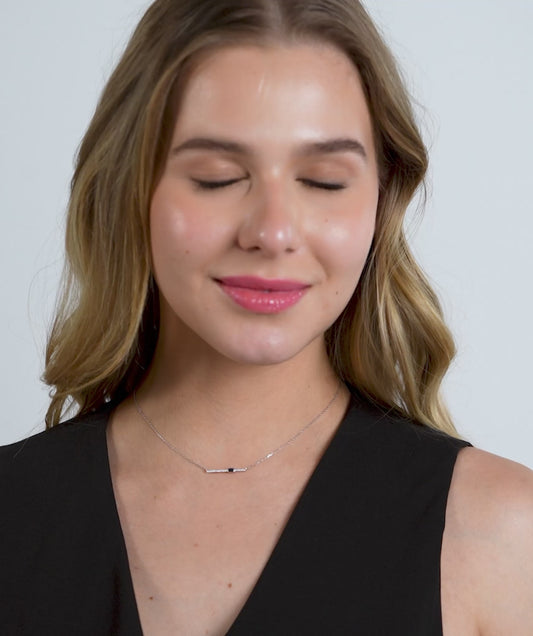 Blue Baguette Bar Gold Necklace