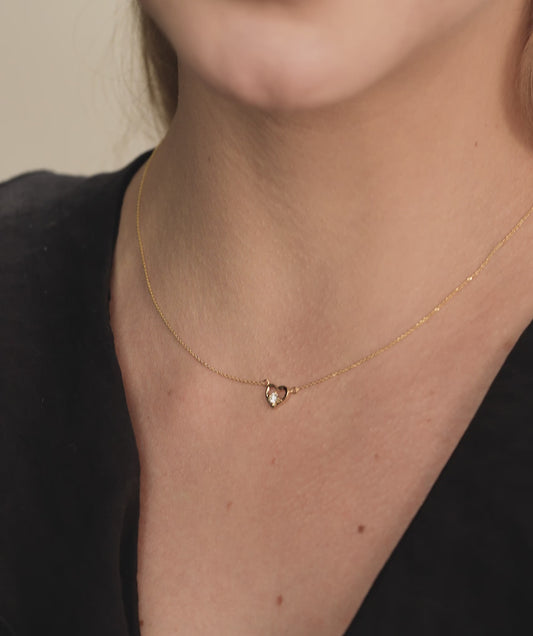14k Gold Diamond Heart Pendant
