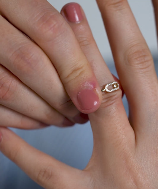 14K Gold Diamond Link Halo Ring