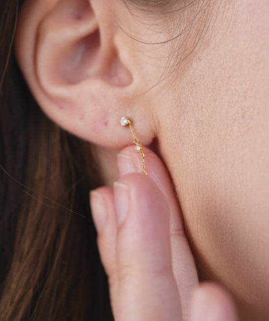 Triple Diamond Chain Drop Earrings